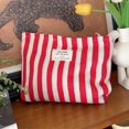 thumbnail image 1 of Striped Canvas Makeup Storage Bag – Portable Travel Cosmetic Pouch with Zipper,Multi-Functional Toiletry Organizer for Beauty Tools & Accessories, 1 of 4