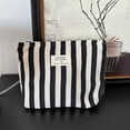 thumbnail image 1 of Striped Canvas Makeup Storage Bag – Portable Travel Cosmetic Pouch with Zipper,Multi-Functional Toiletry Organizer for Beauty Tools & Accessories, 1 of 4