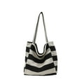 thumbnail image 1 of CHUMUD Striped Canvas Tote Handbag for Women Vertical Stripe Large Capacity Shoulder Bag for Shopping Travel, 1 of 6