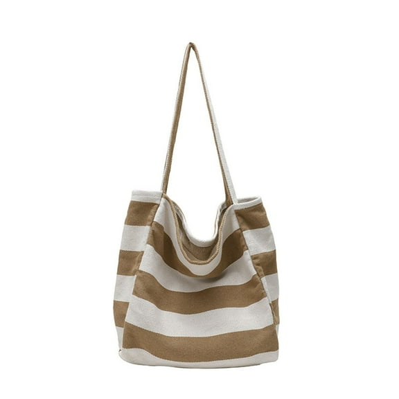 CHUMUD Striped Canvas Tote Handbag for Women Vertical Stripe Large Capacity Shoulder Bag for Shopping Travel