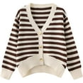 thumbnail image 1 of Striped Cardigan for Women Long Sleeve Striped Sweater Button Knitted Open(Uniform Size), 1 of 5