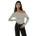 thumbnail image 1 of Striped Carmen Collar Long Sleeve Top, 1 of 6