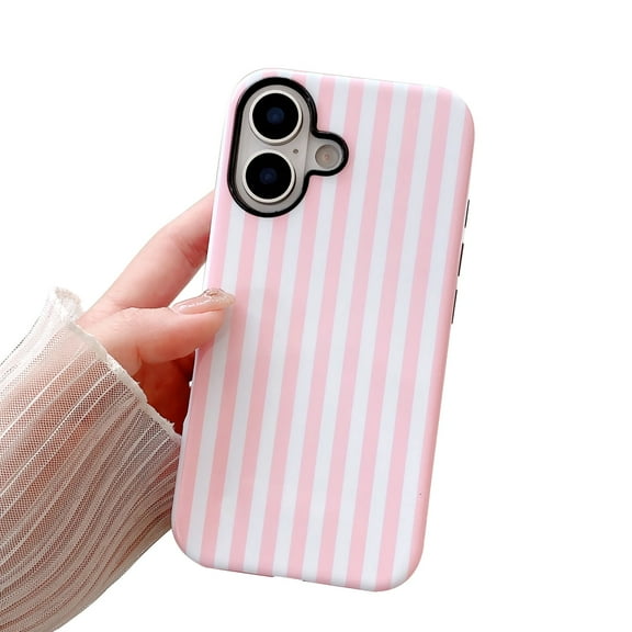 Striped Case for iPhone SE 2022/2020,Cute Phone Case for iPhone 7/8 Aesthetic Pattern Design, Hybrid 2-Layer Shockproof Protective Cover for Girls Women (Pink,SE/7/8)