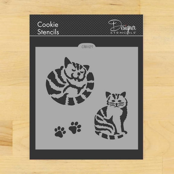 Striped Cat Cookie and Craft Stencil by Designer Stencils