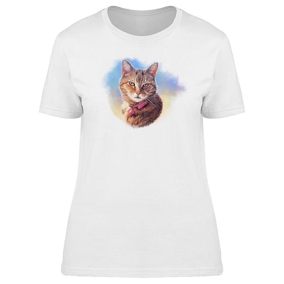 Striped Cat Pet Art T-Shirt Women -Image by Shutterstock, Female XX-Large