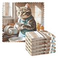 thumbnail image 1 of Striped Cat Washing Dishes Kitchen Cloth Dish Towels for Drying Washing Absorbent Dish Rags Reusable soft kitchen dishcloth set 6 Pack, 1 of 9