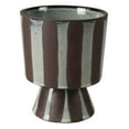 thumbnail image 1 of Striped Ceramic Vase with Flared Base, Brown and Off White- Saltoro Sherpi, 1 of 5