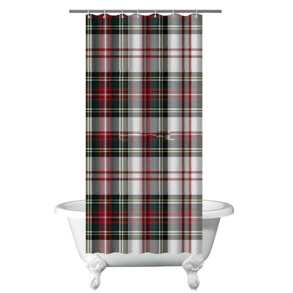 Striped and Checkered Fusion Shower Curtain Buffalo Plaid Vintage Checkered Retro Plaid Abstract Plaid Colorful Checkered Rustic Plaid Classic Red and Black Buffalo Plaid Moroccan