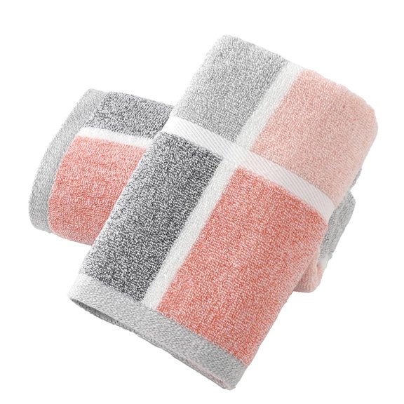 Striped Checkered Hand Towels A-pink 2-pack 13 x 29 Inch