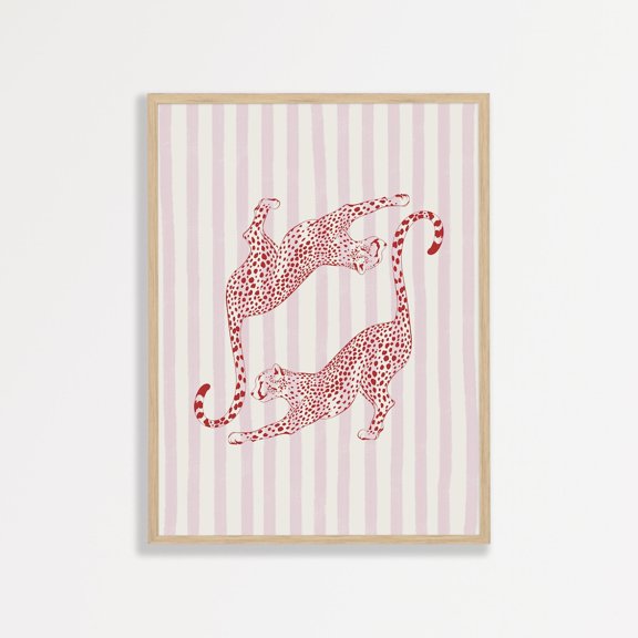 Striped Cheetah Wall Art Retro Pastel Poster