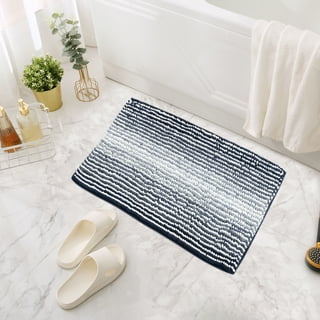 Corded Stripe Anti Skid Solid White Bath Mat