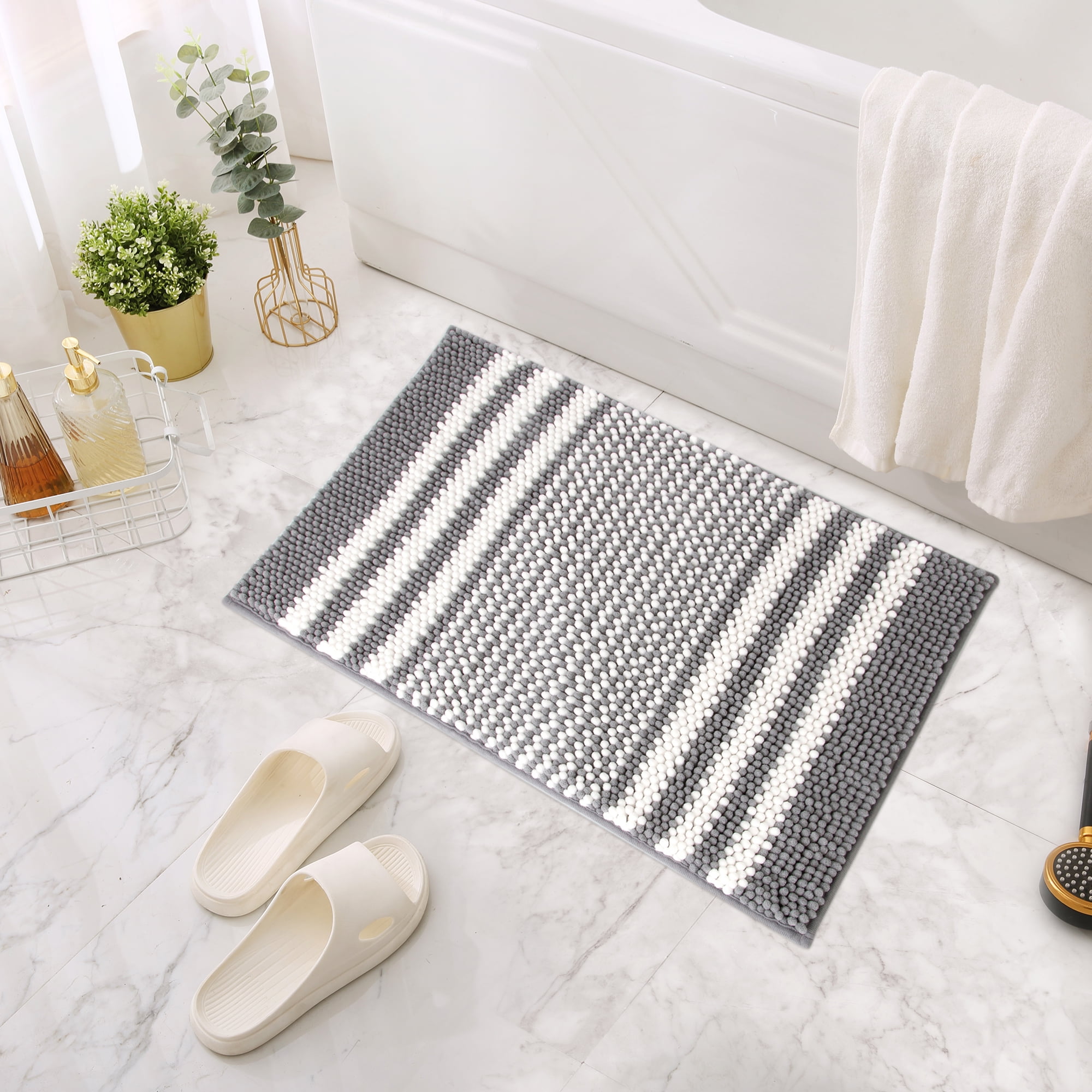  Color G Chenille Bath Mats for Bathroom, 24x43 Soft Rugs for  Bathroom Floor, Quick Dry, Absorbent, Machine Washable, Non Slip Bathroom  Rugs for Sink, Tub, Shower, Silver Grey : Home 