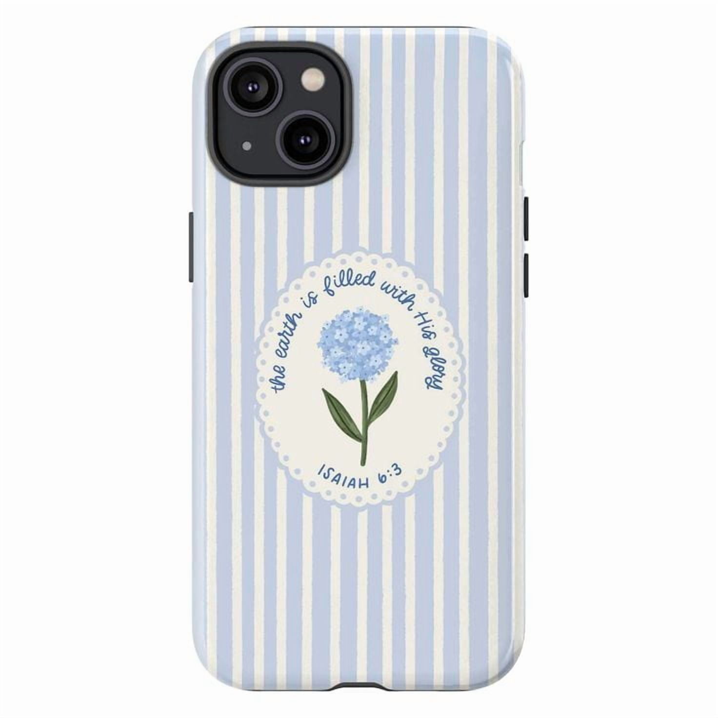 Striped Christian iPhone Case – Isaiah 6:3 Bible Verse with Blue ...