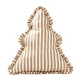 thumbnail image 1 of Striped Christmas Tree Throw Pillow 14.6 In Ruffled Shaped Cushion Khaki, 1 of 7