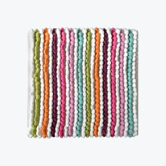 Striped Chunky Bobble Square Bath Mat