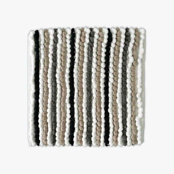 Striped Chunky Bobble Square Bath Mat