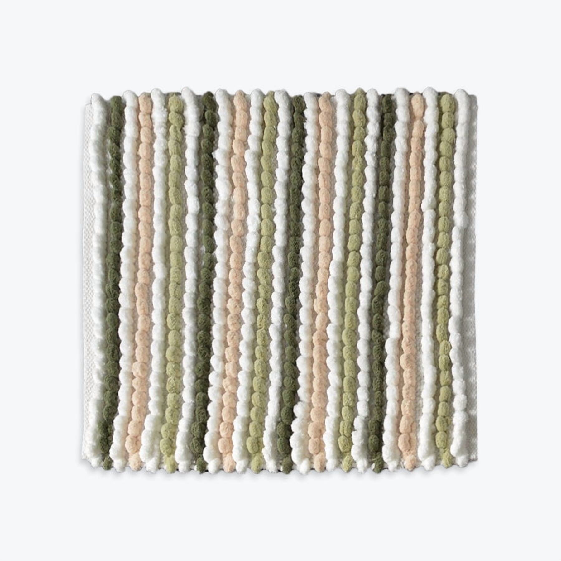 Striped Chunky Bobble Square Bath Mat