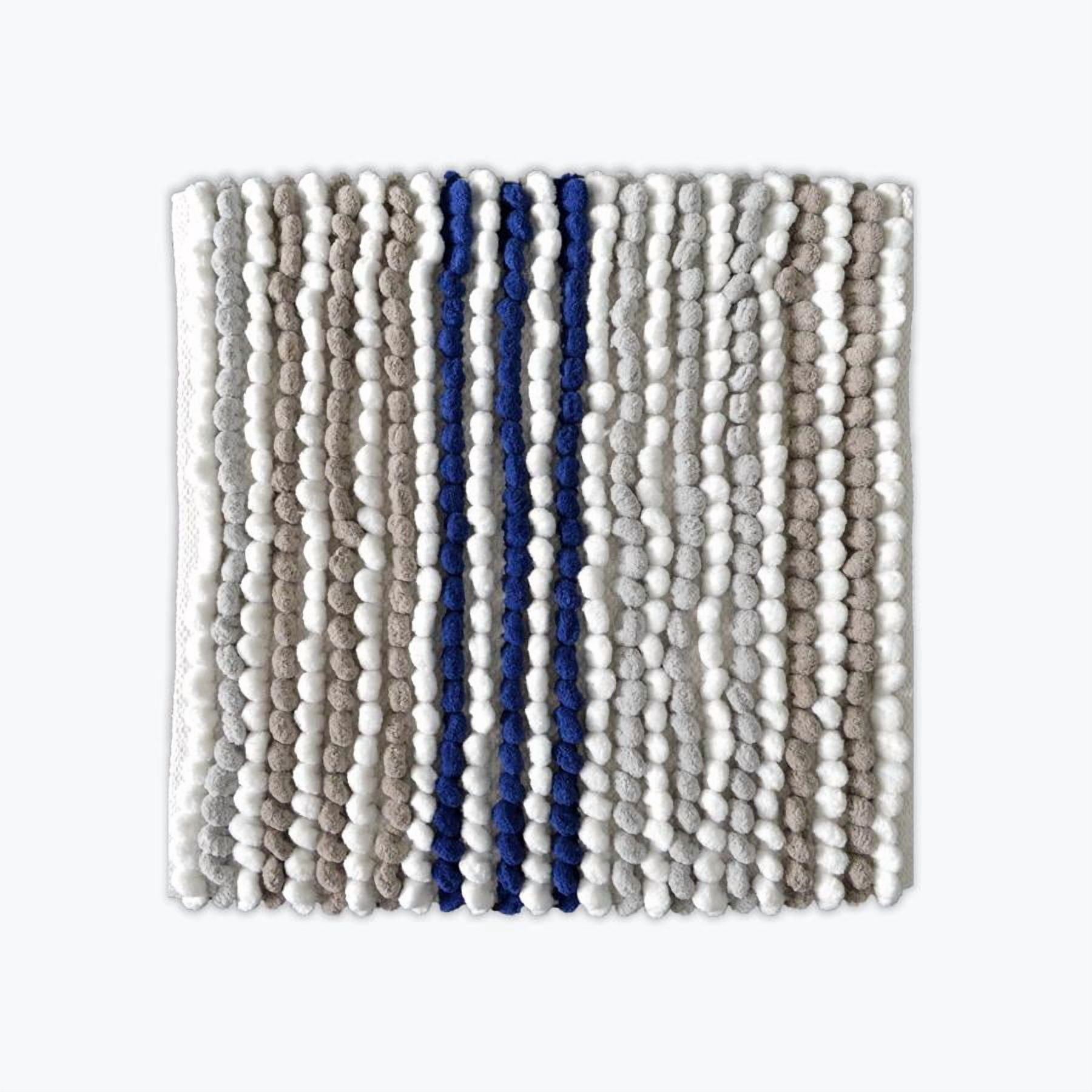 Striped Chunky Bobble Square Bath Mat