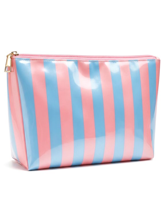 Striped Clear Sunscreen Bag Clear Makeup Toiletry Pouch Beach Vacation Essentials for Women Teen Girls Trip Gifts Summer Pool Travel Must Have Accessories Waterproof Stuff