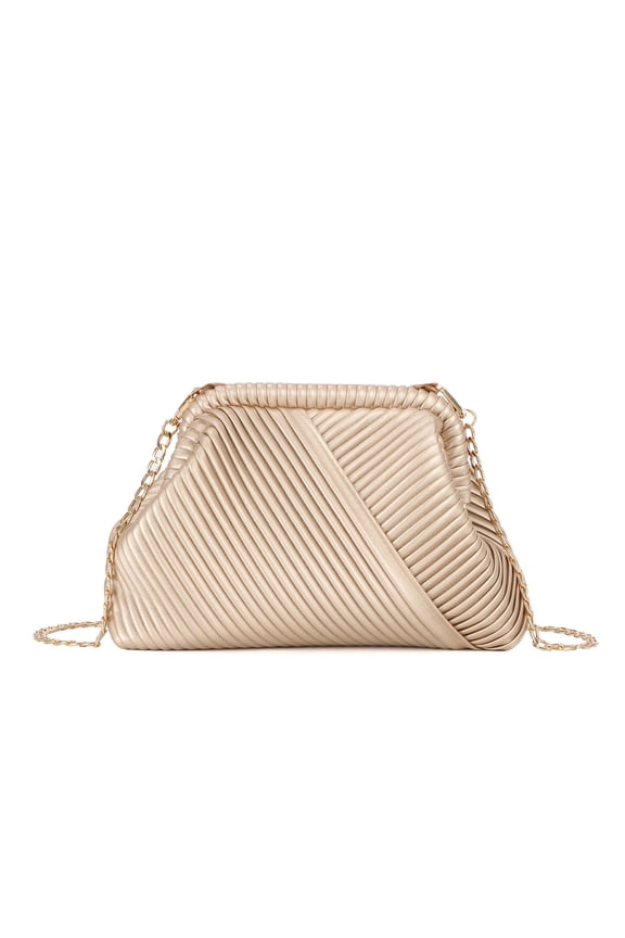 Striped Clutch Purse for Women Ruched Leather Evening Bag Small Handbag Purse Cloud Dumpling Bag with Chain