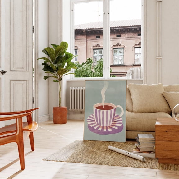 Striped Coffee Mug Poster, Unframed Paper Poster 8x10in