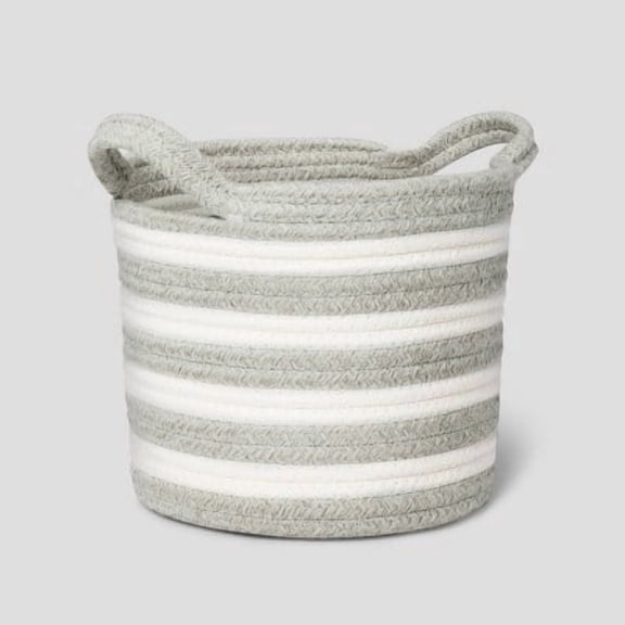 Striped Coiled ' Rope Basket - Toy & Storage Basket, Cotton, Polyester, Circular