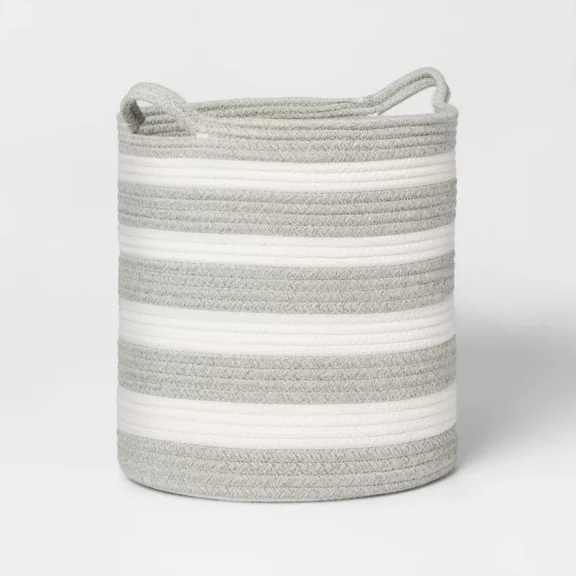 Striped Coiled Rope Basket