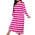 thumbnail image 1 of Striped Color Block Spa Robe for Womens Relaxed Fit Pajamas Plush Soft Long Sleeve Long Bathrobe Comfort Casual Pullover Sweater Blouses Nightdress Loungewear, 1 of 6