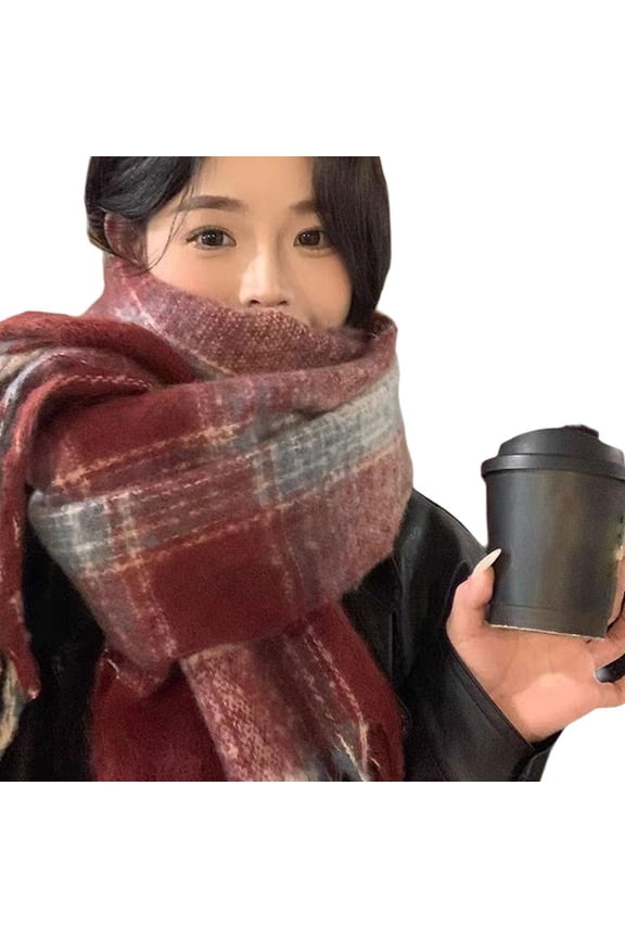 Striped Color-Block Thick Braid Korean Scarf Men and Women Couples n w