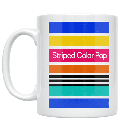 Striped Color Pop Design - Coffee Enthusiast - 11 oz Ceramic Coffee Mug