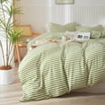 thumbnail image 1 of Striped Comforter Set King Size - Green White Stripes Pattern Bed Set for All Season, 3 Pieces Lightweight Bedding Comforter Sets for All Seasons (1 Soft Fluffy Comforter + 2 Pillowcases), 1 of 7
