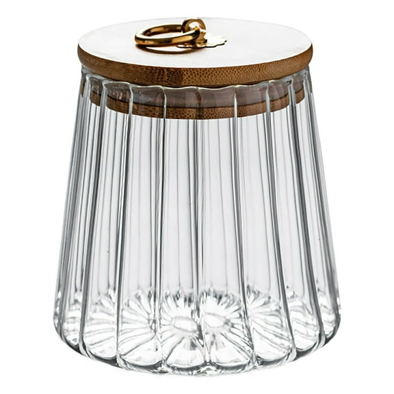 Striped Conical High Borosilicate Glass Sealed Storage Tank, Ngxiha Glass Jars with Bamboo Lids, Large Candy Jars for Coffee Nuts Cookies, Decorative Glass Canister