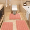 thumbnail image 1 of HAKUNA Striped Coral Bathroom Rug Set 3 Pieces Ultra Soft, Non Slip Chenille Toilet Mat, Absorbent Plush Shaggy Bath Mats for Bathroom, Bedroom, Kitchen, 1 of 7