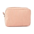 thumbnail image 1 of Striped Cosmetic Makeup Bag, Portable Quilted Cosmetic Bags,Soft Padded Polyester Travel Toiletry Organizer Pouch, Large Capacity Zipper Makeup Storage Case, for Cosmetics Storage, 1 of 6