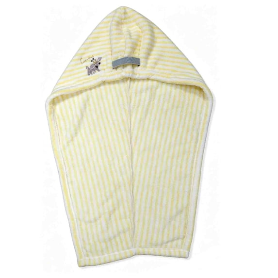 Striped Cotton Hair Towel Wrap for Women – Anti-Frizz Super Absorbent Quick Drying Hair Turban for Wet Hair Yellow