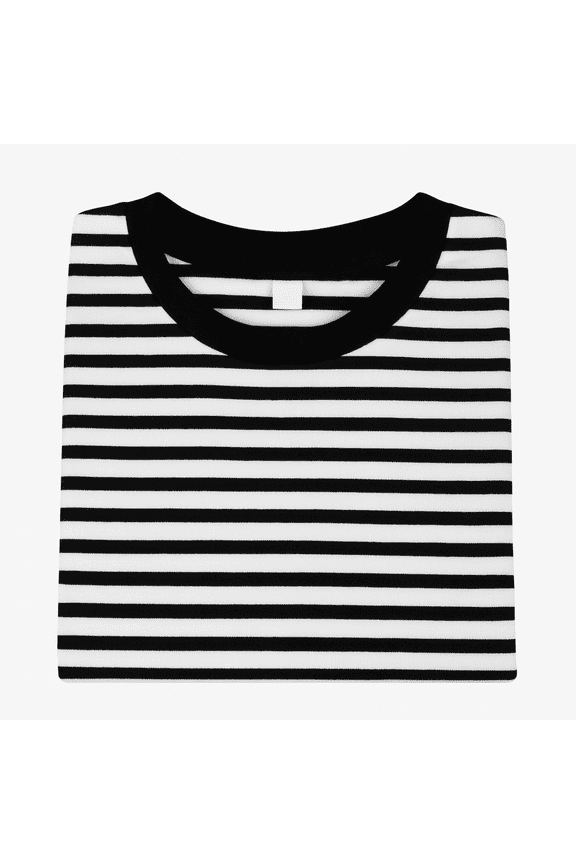 Children's Cotton T-Shirt, Striped T-Shirt, Black and White - 4T