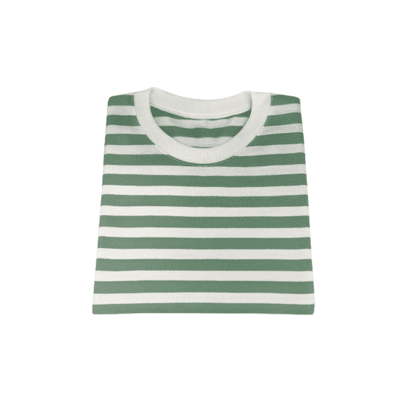 Children's Cotton T-Shirt, Striped T-Shirt, Camo Green and White - 4T