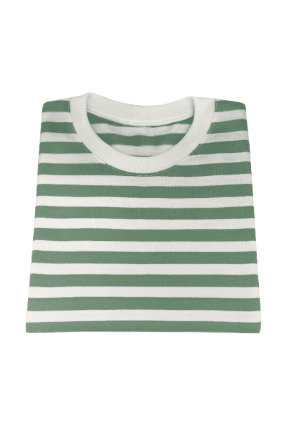 Children's Cotton T-Shirt, Striped T-Shirt, Camo Green and White - 4T