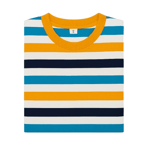 Children's Cotton T-Shirt, Striped T-Shirt, Gold, Blue, and White - 3T