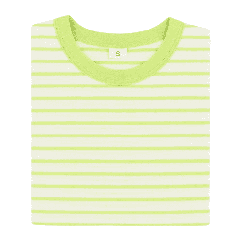 Children's Cotton T-Shirt, Striped T-Shirt, Neon Green and White - 3T