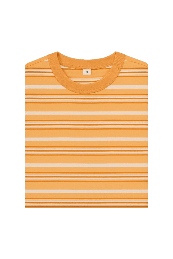 Children's Cotton T-Shirt, Striped T-Shirt, Orange and White - 2T