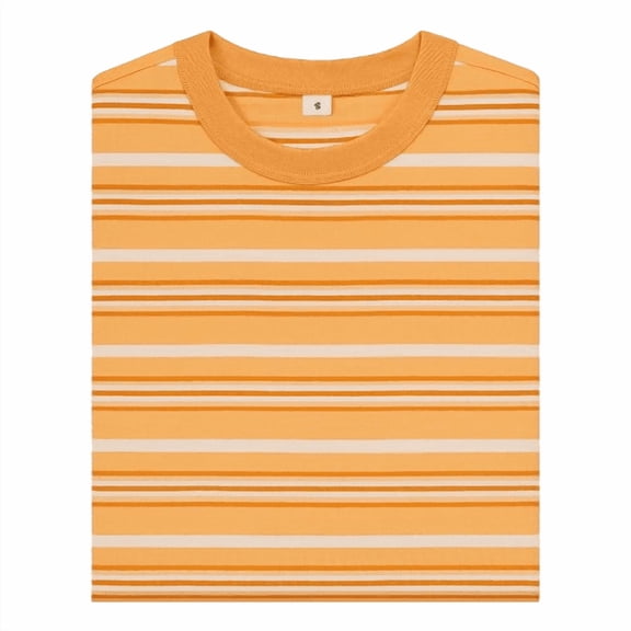Children's Cotton T-Shirt, Striped T-Shirt, Orange and White - 2T
