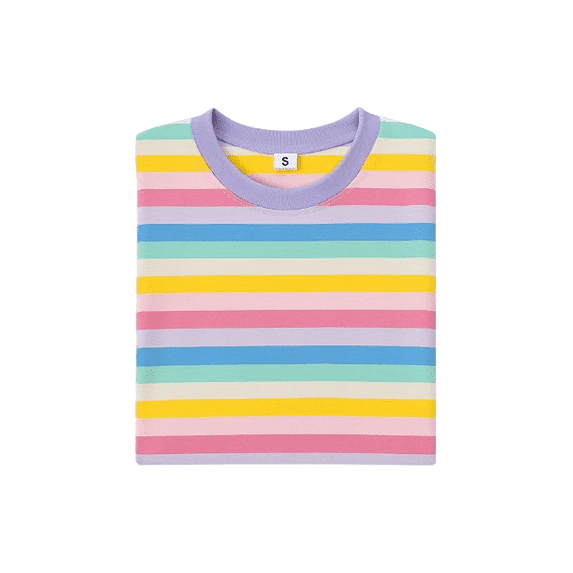 Children's Cotton T-Shirt, Striped T-Shirt, Pastel Rainbow - 5T
