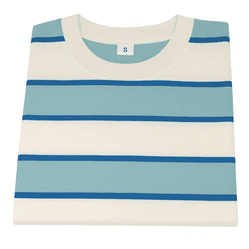 Children's Cotton T-Shirt, Striped T-Shirt, Soft Aqua, Blue and White - 2T