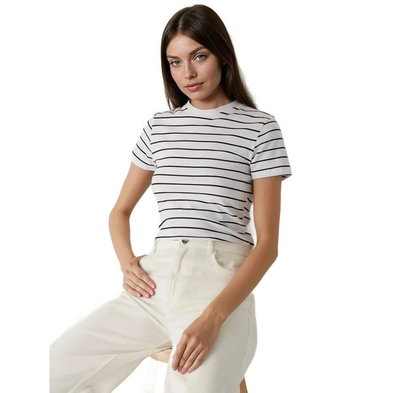 Striped Crew Collar T-Shirt
