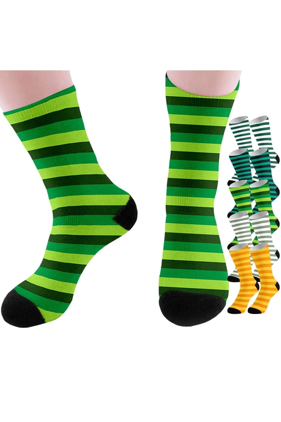 Striped Crew Socks Crew Dress Novelty Socks Novelty Crew Socks Men Green One Size