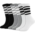 thumbnail image 1 of Striped Crew Socks Women - Retro Novelty Socks - Stretchy Casual Athletic Cotton Sock Size 5-11, 1 of 6