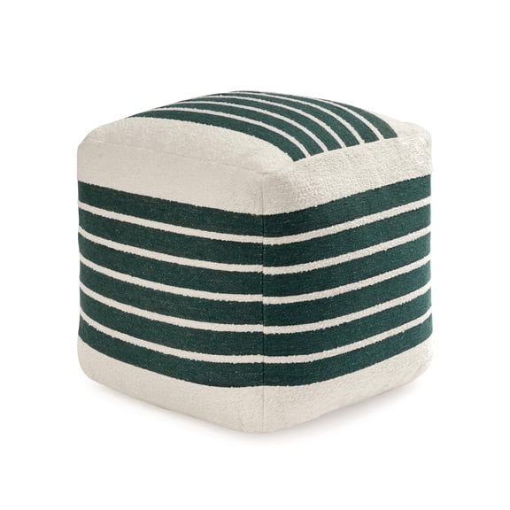 Striped Cube Pouf Ottoman Foot Rest - Moss Horizon
