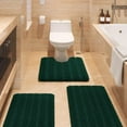 thumbnail image 1 of HAKUNA Striped Deep Green Bathroom Rug Set 3 Pieces Ultra Soft, Non Slip Chenille Toilet Mat, Absorbent Plush Shaggy Bath Mats for Bathroom, Bedroom, Kitchen, 1 of 7