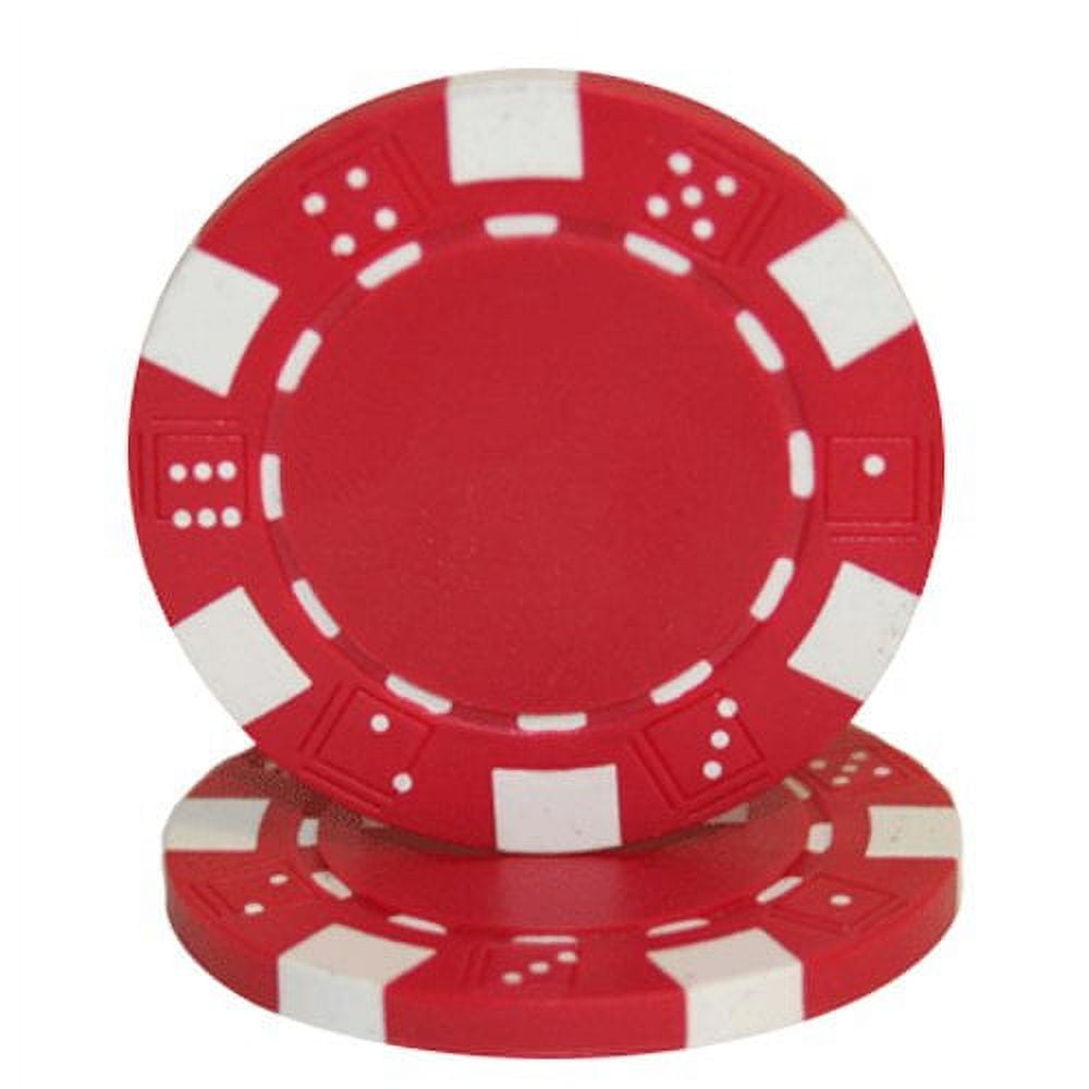 Striped Dice 11.5g Blank Poker Chips, Red Clay Composite, 50pack